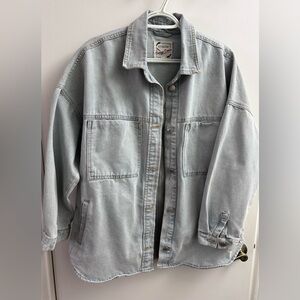 Stoosh Vintage Denim Shacket Sz Large Light Wash 100% Cotton Oversized